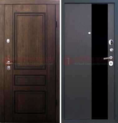 Входная дверь Итальянский орех с МДФ с черным стеклом ДМ-1199 в Ногинске