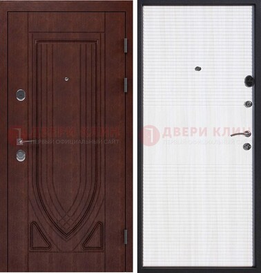 Уличная темная филенчатая дверь с виноритом и МДФ Белый ясень ДВТ-141 в Ногинске
