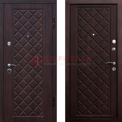 Коричневая металлическая дверь с МДФ с двух сторон ДМ-1555 в Ногинске