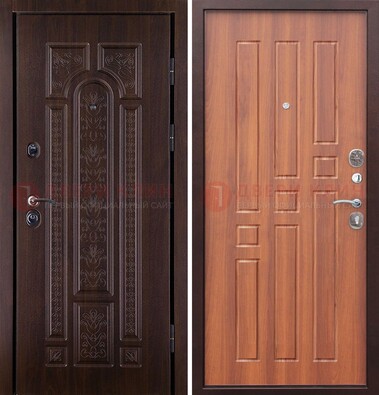 Темная металлическая дверь с виноритом и узором ДВТ-224 в Ногинске