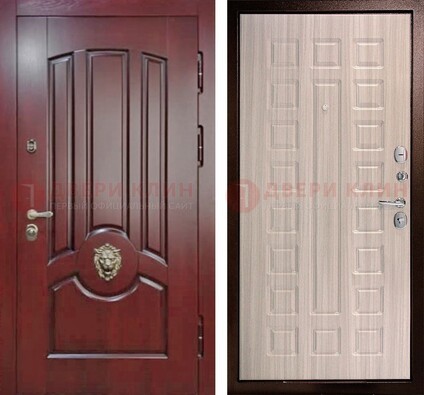 Темно-красная входная дверь с виноритом ДВТ-234 в Ногинске