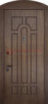 Коричневая стальная дверь с виноритом в форме арки ДВТ-237 в Ногинске