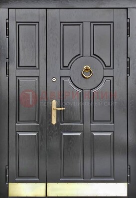 Черная металическая дверь с виноритом для дома ДВТ-241 в Ногинске