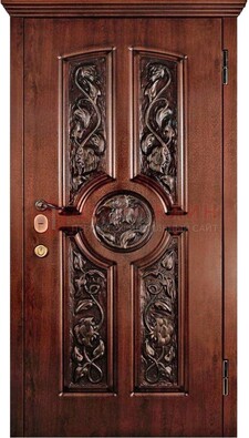 Филенчатая металлическая дверь с виноритом и резьбой ДВТ-69 в Рязани