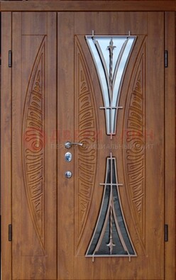 Входная классическая дверь с терморазрывом и коричневым МДФ ДВТ-76 в Ногинске