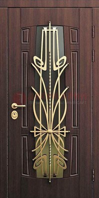 Железная темная дверь с виноритом и МДФ со стеклом ДВТ-86 в Ногинске
