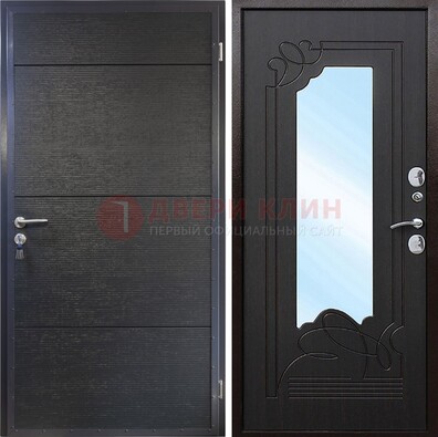 Темная Железная дверь c виноритом и МДФ с зеркалом ДЗ-119 в Ногинске