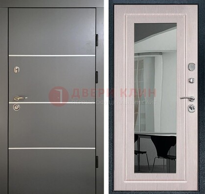 Черная металлическая дверь с зеркалом ДЗ-12 в Ногинске
