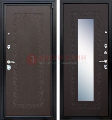 Темная стальная дверь с зеркалом ДЗ-20 в Ногинске
