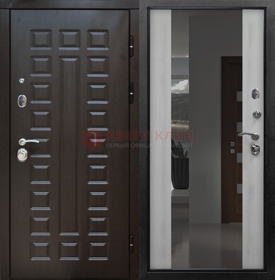 Коричневая металлическая дверь с зеркалом ДЗ-22 в Ногинске