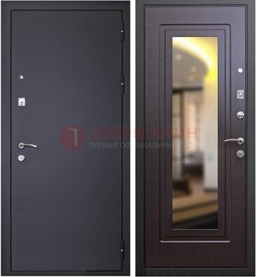 Черная железная дверь с зеркалом ДЗ-30 в Ногинске