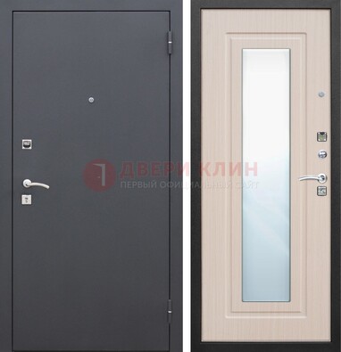 Черная входная дверь с зеркалом МДФ внутри ДЗ-31 в Ногинске