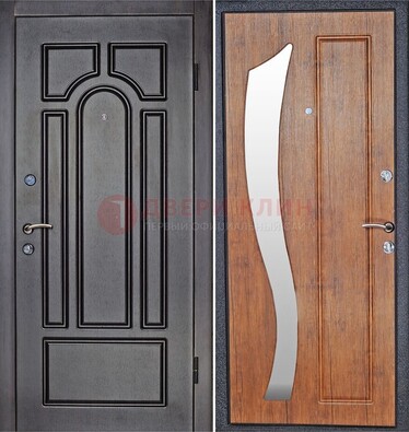Темная железная дверь с зеркалом ДЗ-35 в Ногинске
