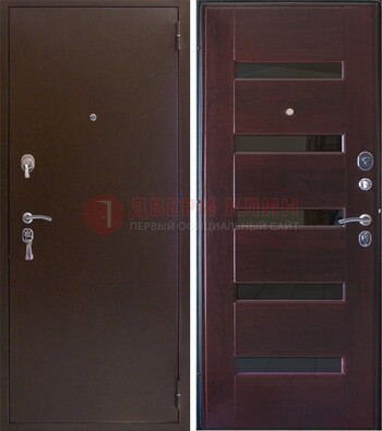Темная железная дверь с зеркалом ДЗ-42 в Ногинске
