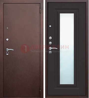 Коричневая металлическая дверь с зеркалом ДЗ-43 в Ногинске
