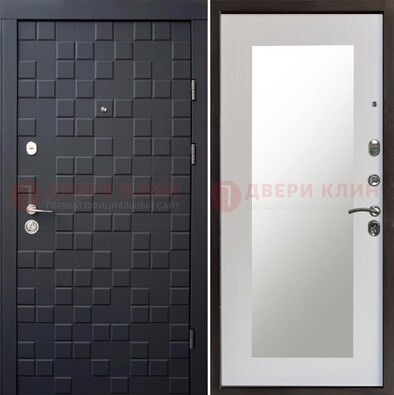 Черная стальная дверь МДФ и зеркалом ДЗ-50 в Ногинске