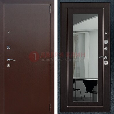 Металлическая дверь с порошковым напылением с МДФ и зеркалом ДЗ-61 в Ногинске