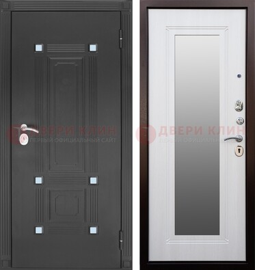 Стальная черная дверь МДФ с зеркалом ДЗ-76 в Ногинске