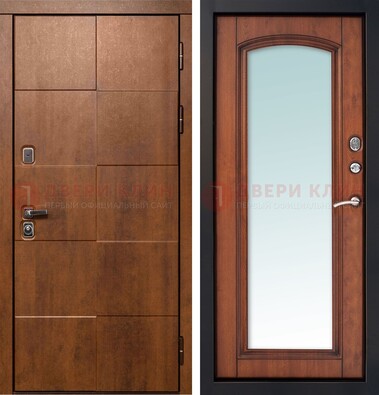 Белая филенчатая дверь с фрезерованной МДФ и зеркалом ДЗ-81 в Ногинске