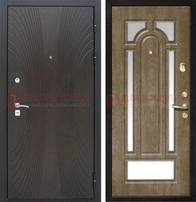 Темная металлическая дверь МДФ с различными зеркальными вставками внутри ДЗ-82 в Ногинске