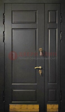 Черная полуторная железная дверь для частного дома ПЛ-2 в Ногинске