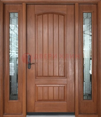 Стальная дверь с массивом дуба и витражом для дома ВЖ-17 в Ногинске