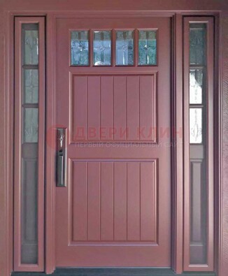 Входная дверь с массивом с фрамугами и витражом ВЖ-19 в Ногинске